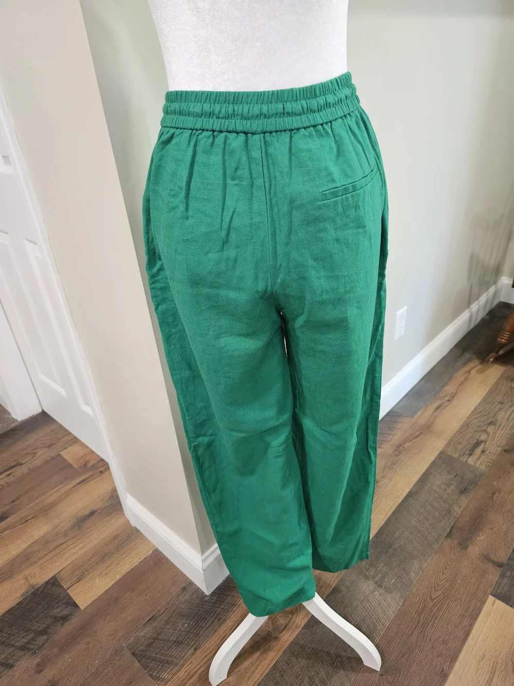 Zara Green Drawstring Wide-Leg Pants
